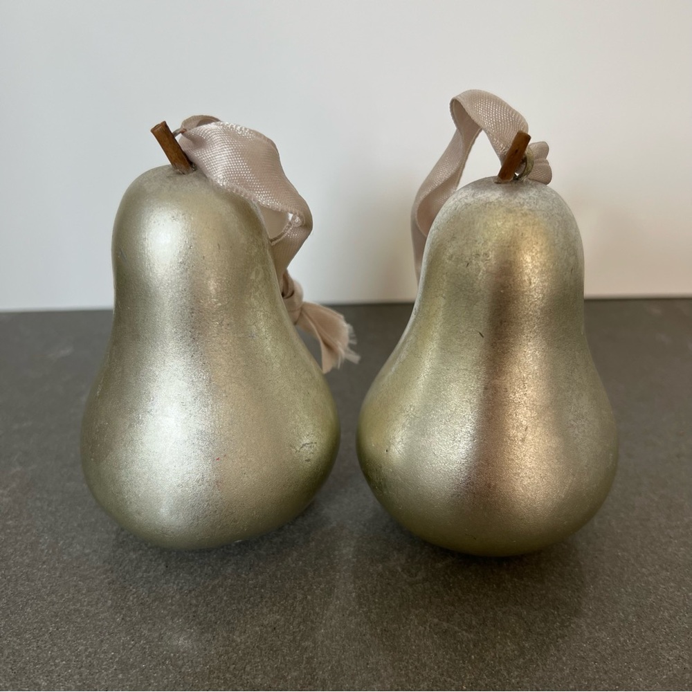 Pottery Barn, silver foiled pear ornament set